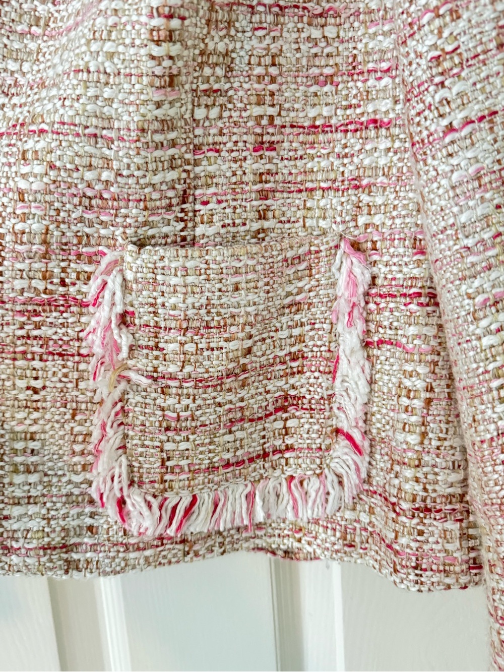 George Pink and Cream Tweed Open-Front Jacket - Picture 7 of 11
